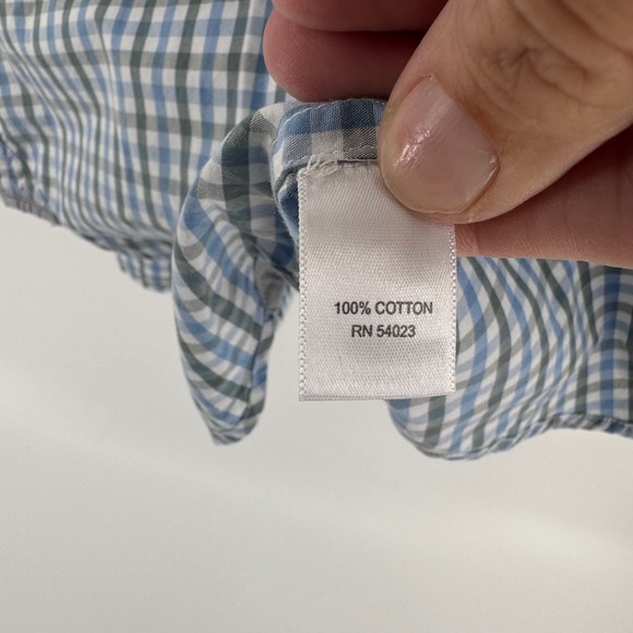 Banana Republic Mens Gingham Check Long Sleeve Button Up Shirt Size L Blue/Green - Picture 5 of 9